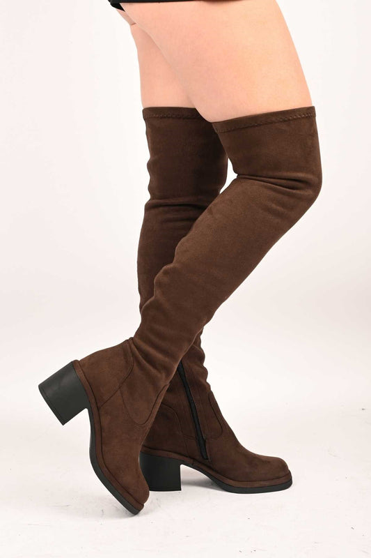 Bestello Slip-On Stretch Detail Genuine Leather Boots with Thermo Sole 336-1236 Women's Boots
