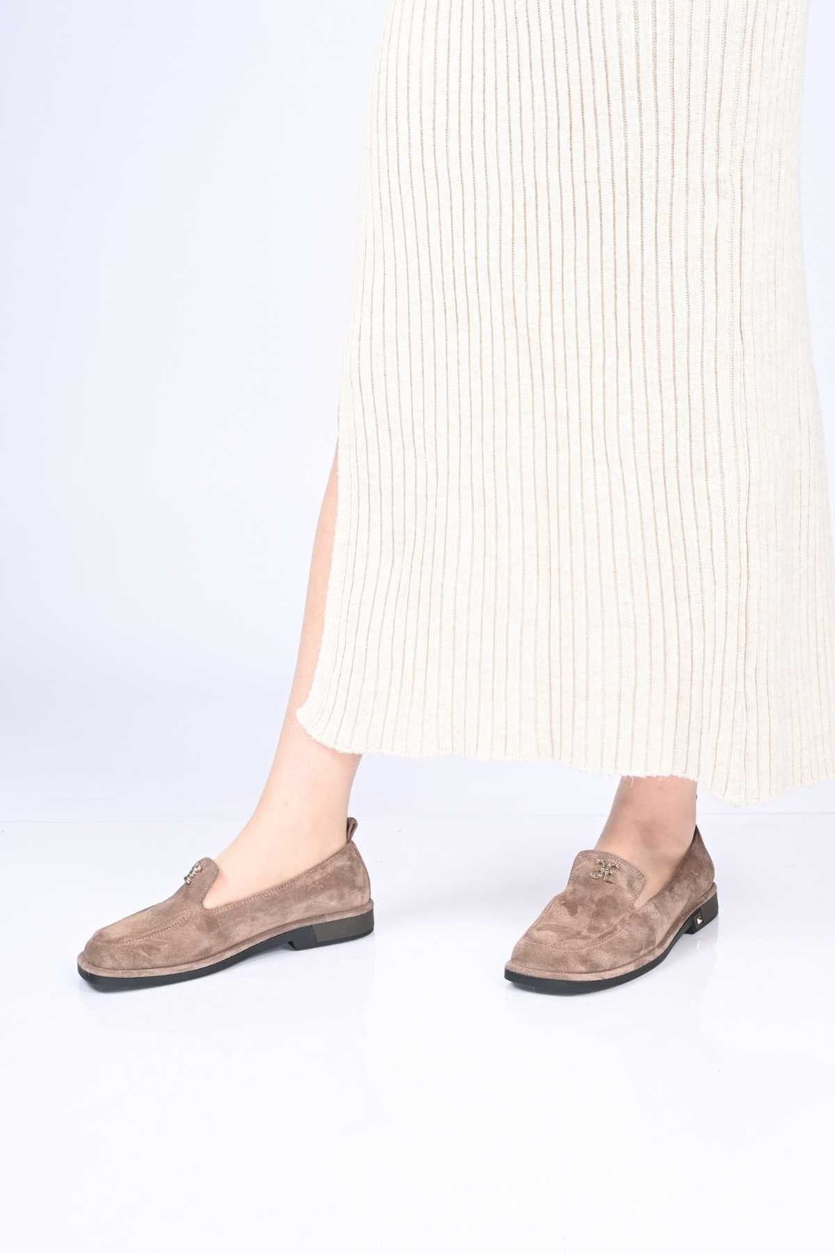 Bestello Genuine Leather Loafer Women's Shoes 340-2007 with Buckle, Slip-On, Thermo Sole