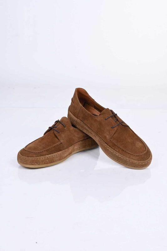 Bestello Lace-Up Genuine Leather Loafers with Rubber Sole 174-1875 Men's Shoes