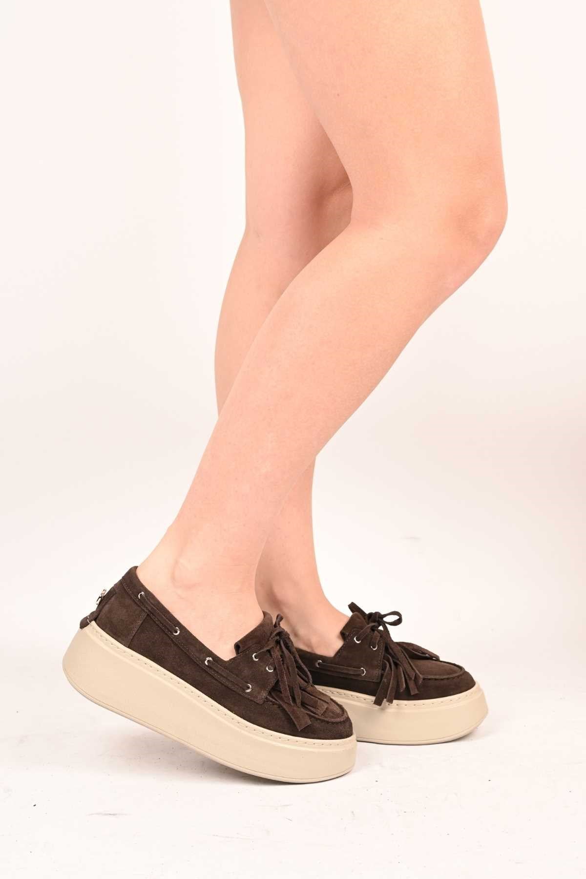 Bestello Slip-On Tassel Genuine Leather Casual Women's Shoes with Poly Sole 334-7877-35 Women's Shoes