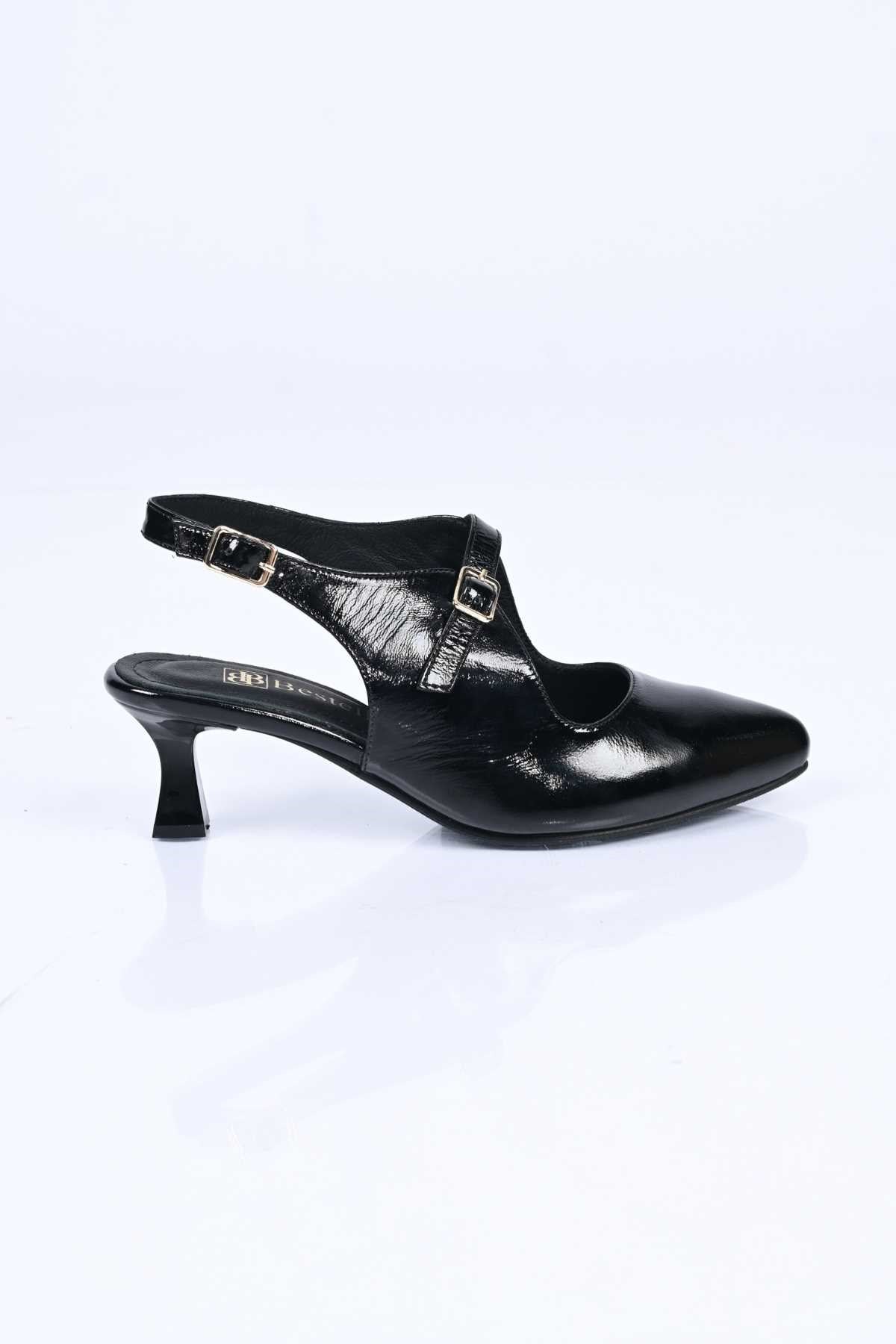 Bestello Slip-On Genuine Leather Open-Back Pointed-Toe Stiletto Heel Shoes with Neolite Sole 342-561 Women's Shoes