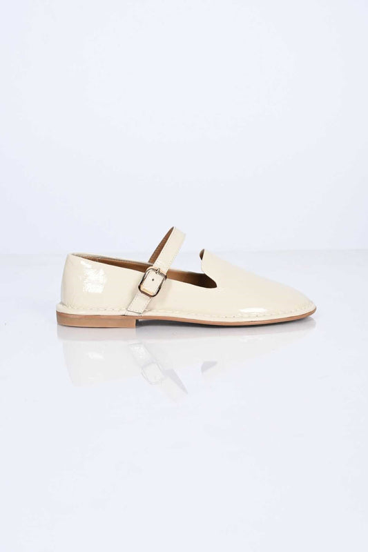 Bestello Slip-On Single-Strap Buckled Thermo Sole Genuine Patent Leather Ballet Flats 332-25512 Women's Shoes