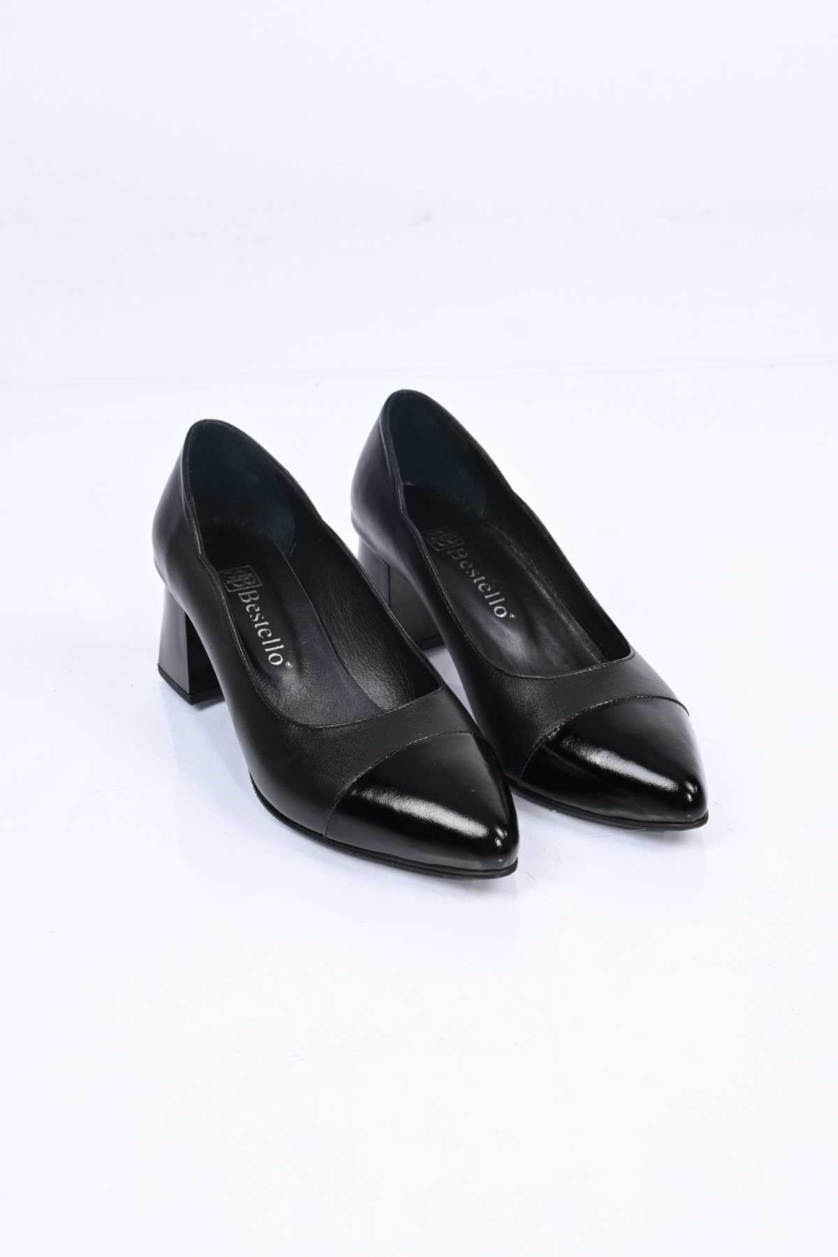 Bestello Genuine Leather Slip-On Shoes with Neolite Sole and Thick Heel 342-536 Women's Shoes