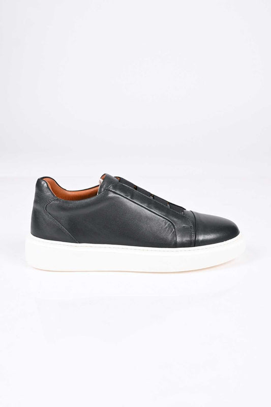 Bestello Men's Genuine Leather Slip-On Sneaker with Elastic EVA Sole 174-24226