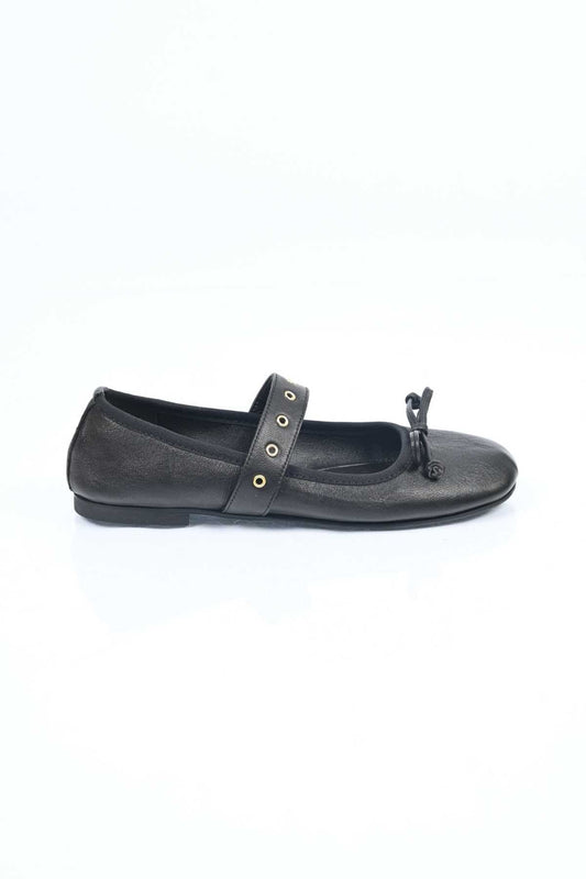 Bestello Genuine Leather Ballet Flats for Women 340-3011 with Bow, Slip-On, TPU Sole