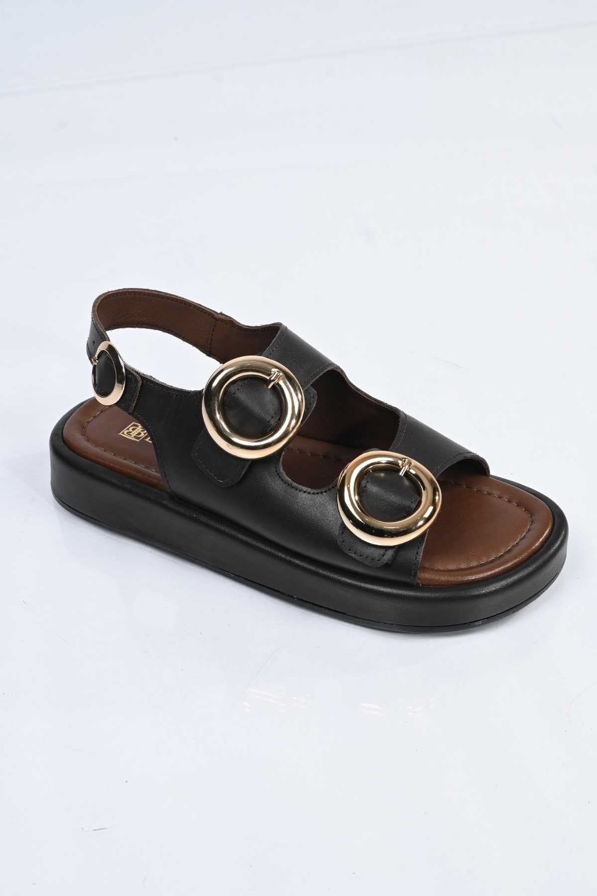 Bestello Slip-On Buckled Poly Sole Genuine Leather Open-Back Sandal 341-1119 Women's Sandal