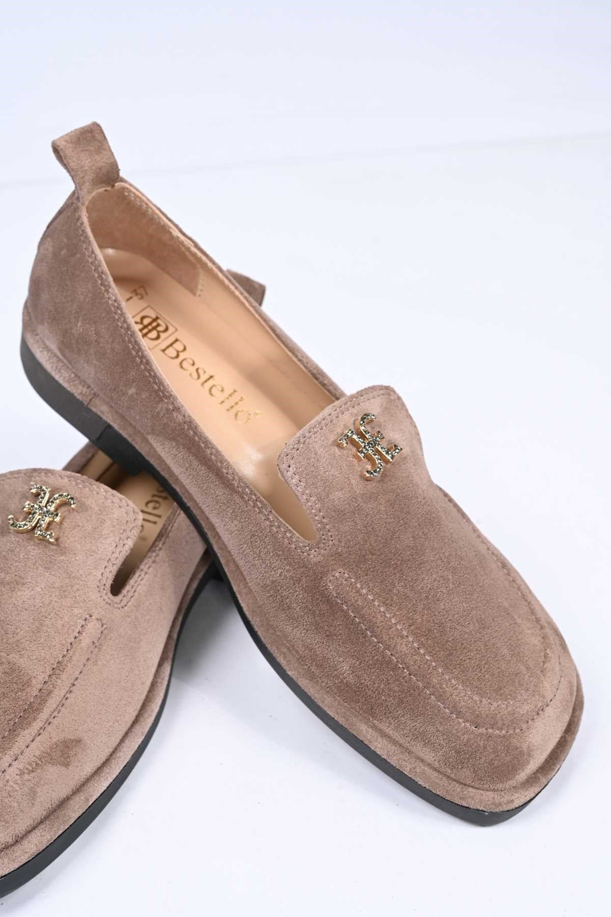 Bestello Genuine Leather Loafer Women's Shoes 340-2007 with Buckle, Slip-On, Thermo Sole