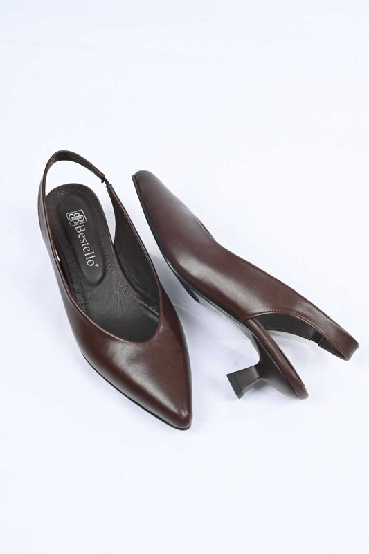 Bestello Slip-On Genuine Leather Open-Back Thin-Heeled Shoes with Neolite Sole 342-041 Women's Shoes