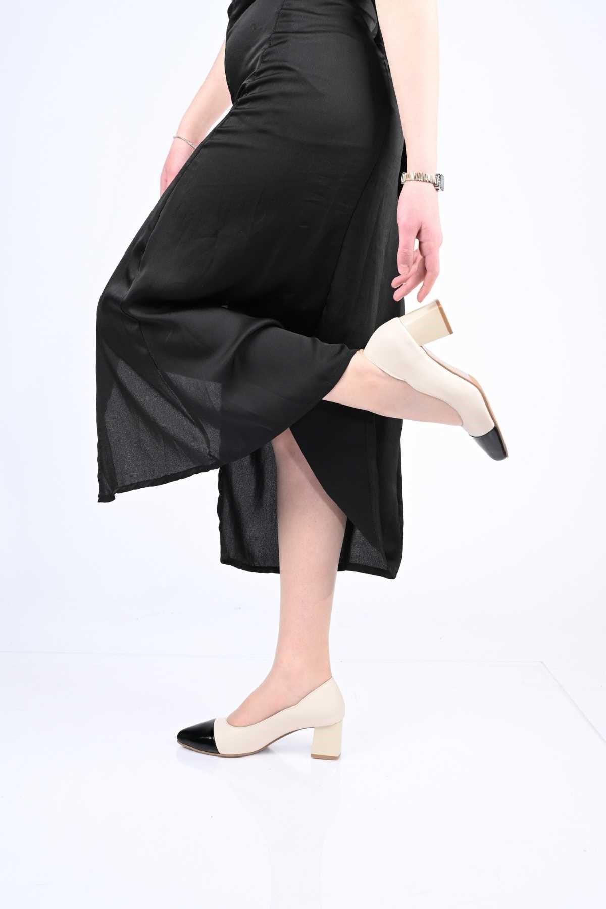 Bestello Genuine Leather Slip-On Shoes with Neolite Sole and Thick Heel 342-536 Women's Shoes