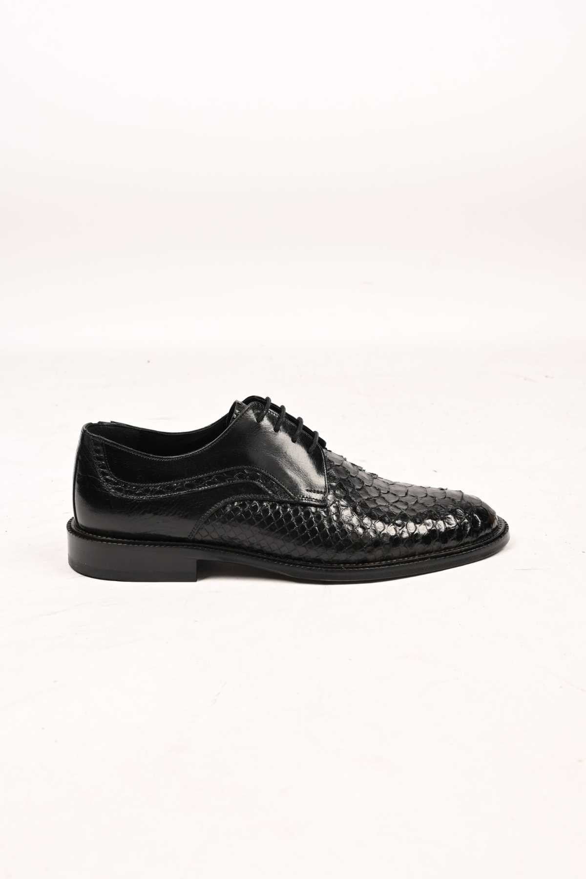 Bestello Lace-Up Classic Genuine Python Leather Shoes with Leather Sole 333-22264 Men's Shoes