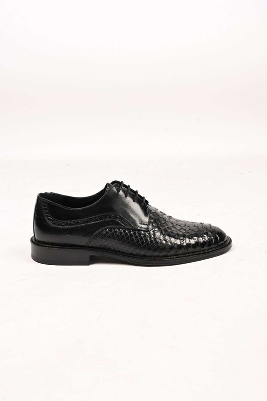 Bestello Lace-Up Classic Genuine Python Leather Shoes with Leather Sole 333-22264 Men's Shoes