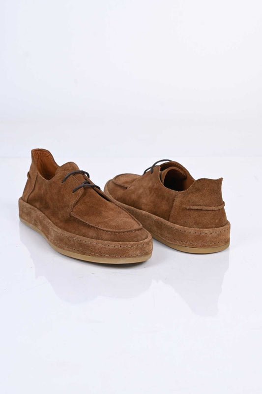 Bestello Lace-Up Genuine Leather Loafers with Rubber Sole 174-1875 Men's Shoes