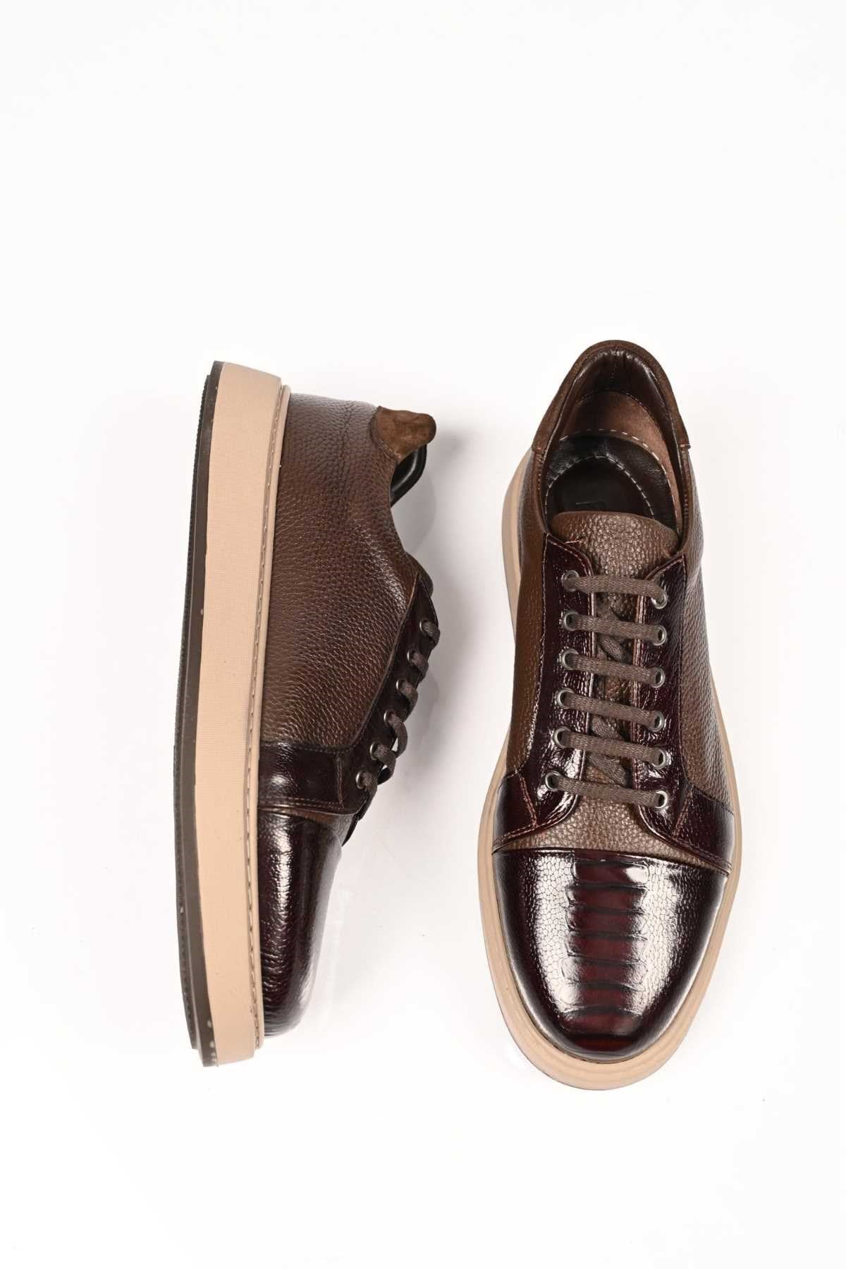 Bestello Lace-Up Genuine Leather Sneakers with EVA Sole 172-64340 Men's Shoes
