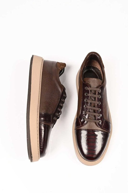 Bestello Lace-Up Genuine Leather Sneakers with EVA Sole 172-64340 Men's Shoes