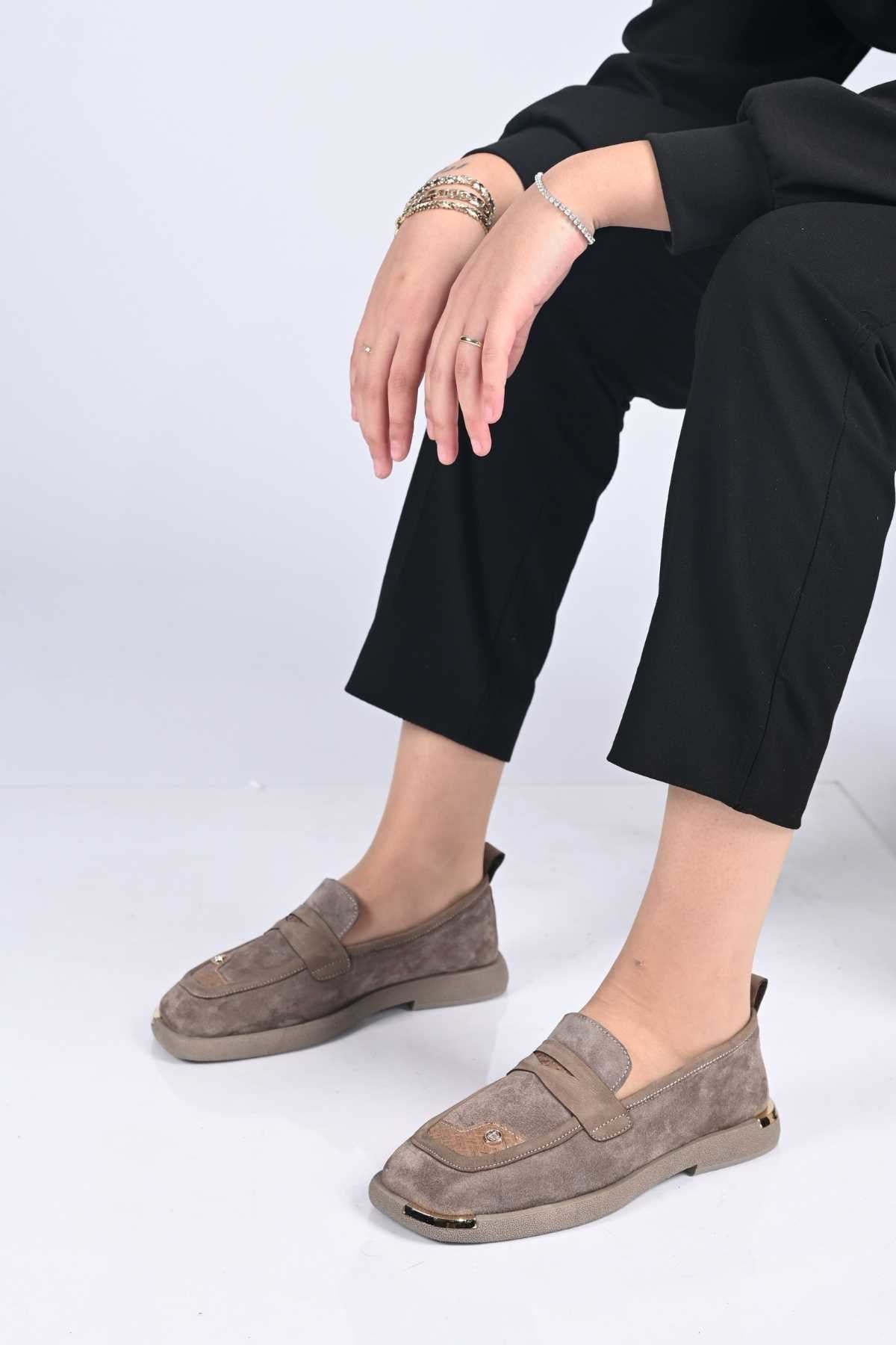 Bestello Genuine Leather Loafer with Buckle Detail, Thermo Sole, Slip-On, 338-7082 Women's Shoes