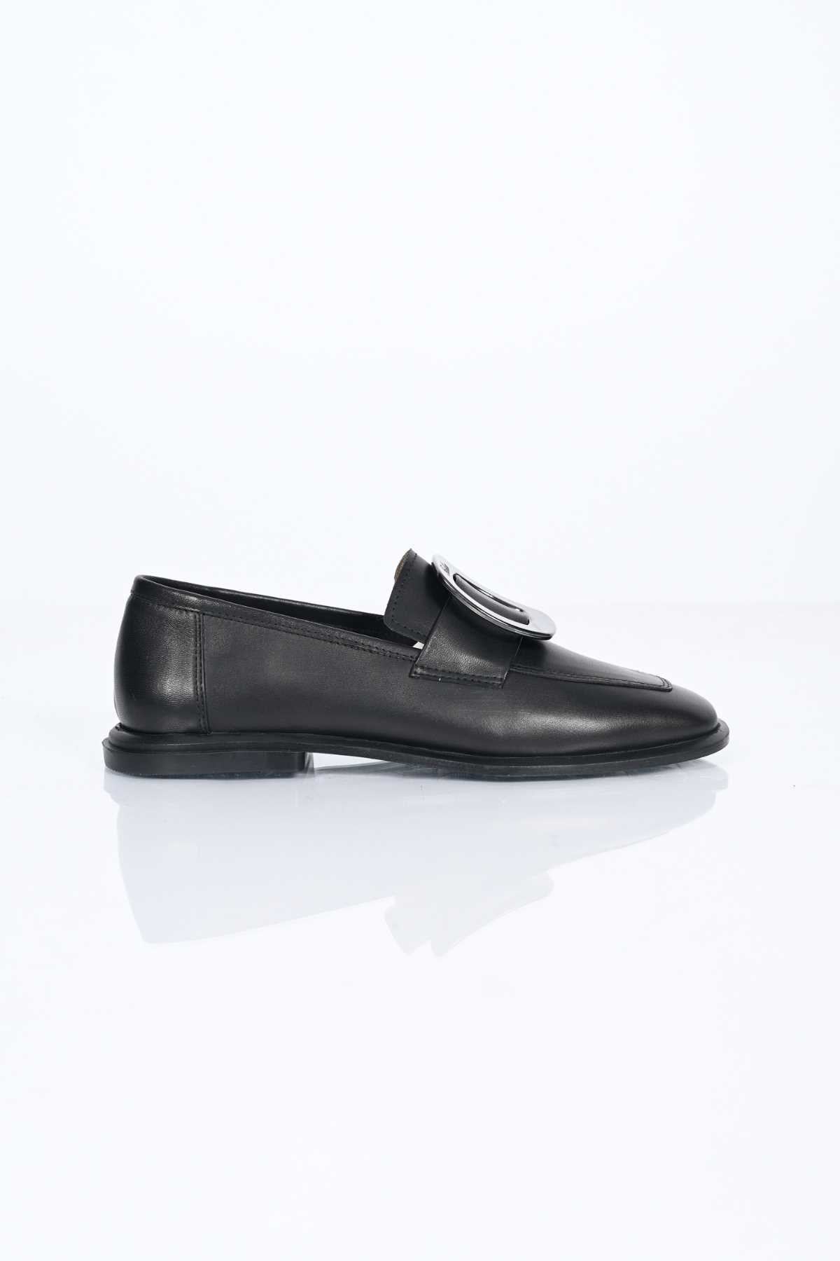 Bestello Genuine Leather Loafer with Buckle, Slip-On, TPU Sole 332-25050 Women's Shoes