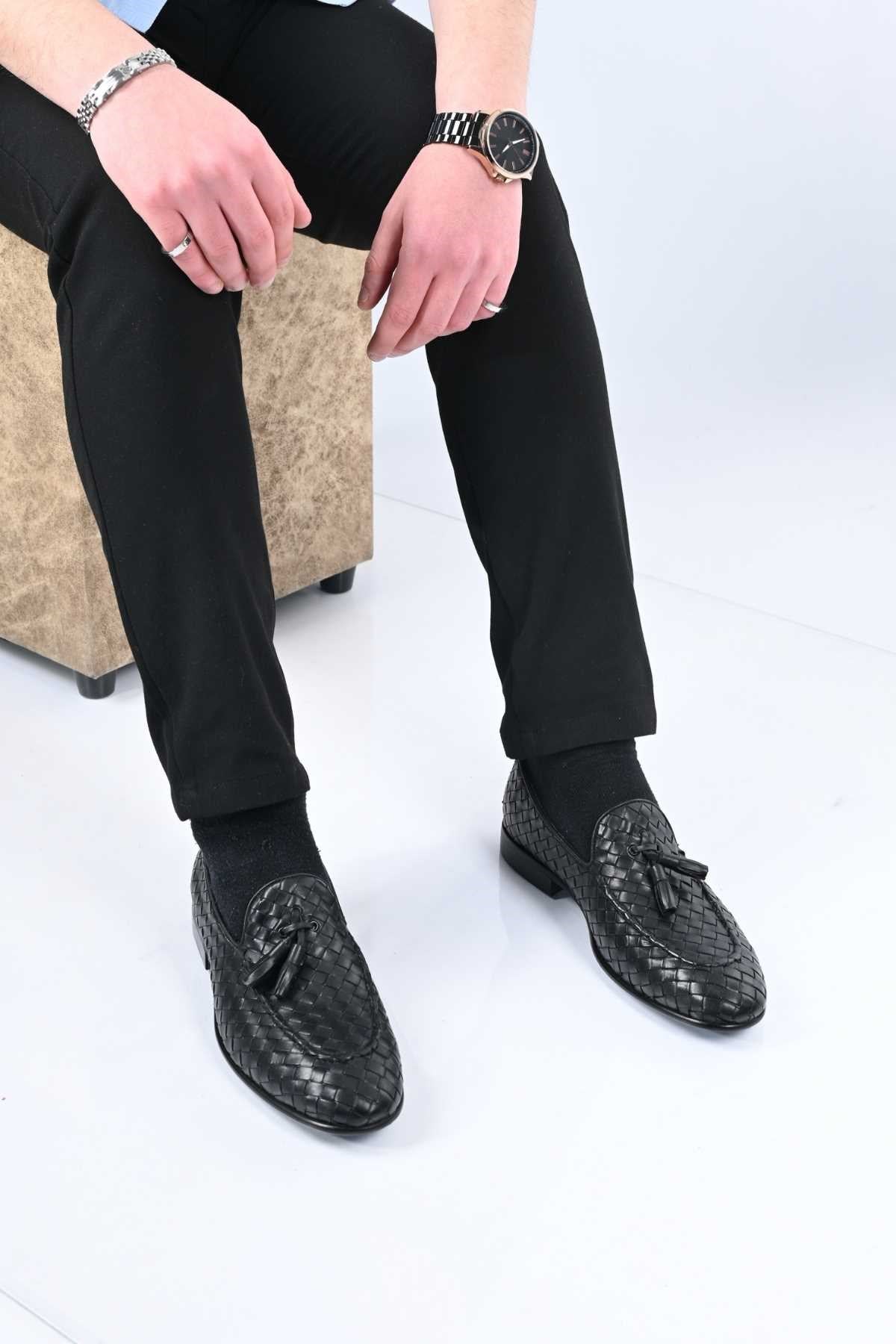 Bestello Slip-On Tassel Braided Genuine Leather Classic Shoes with Neolite Sole 333-2357 Men's Shoes