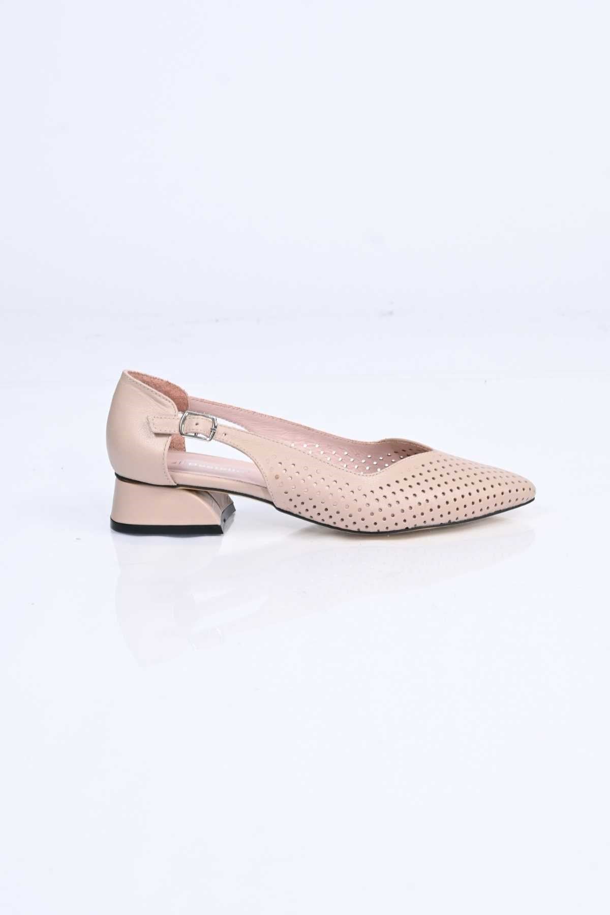 Bestello Genuine Leather Pointed-Toe Shoes with Studded Neolite Sole and Thick Heel 339-330 Women's Shoes