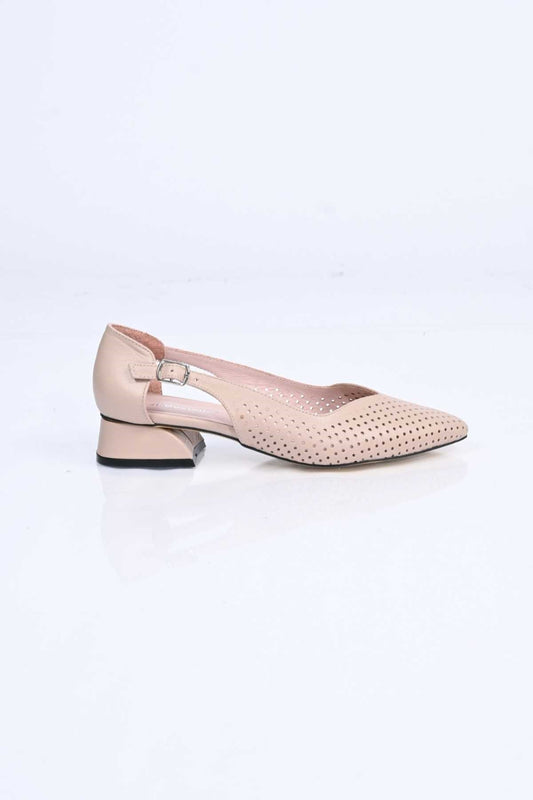 Bestello Genuine Leather Pointed-Toe Shoes with Studded Neolite Sole and Thick Heel 339-330 Women's Shoes