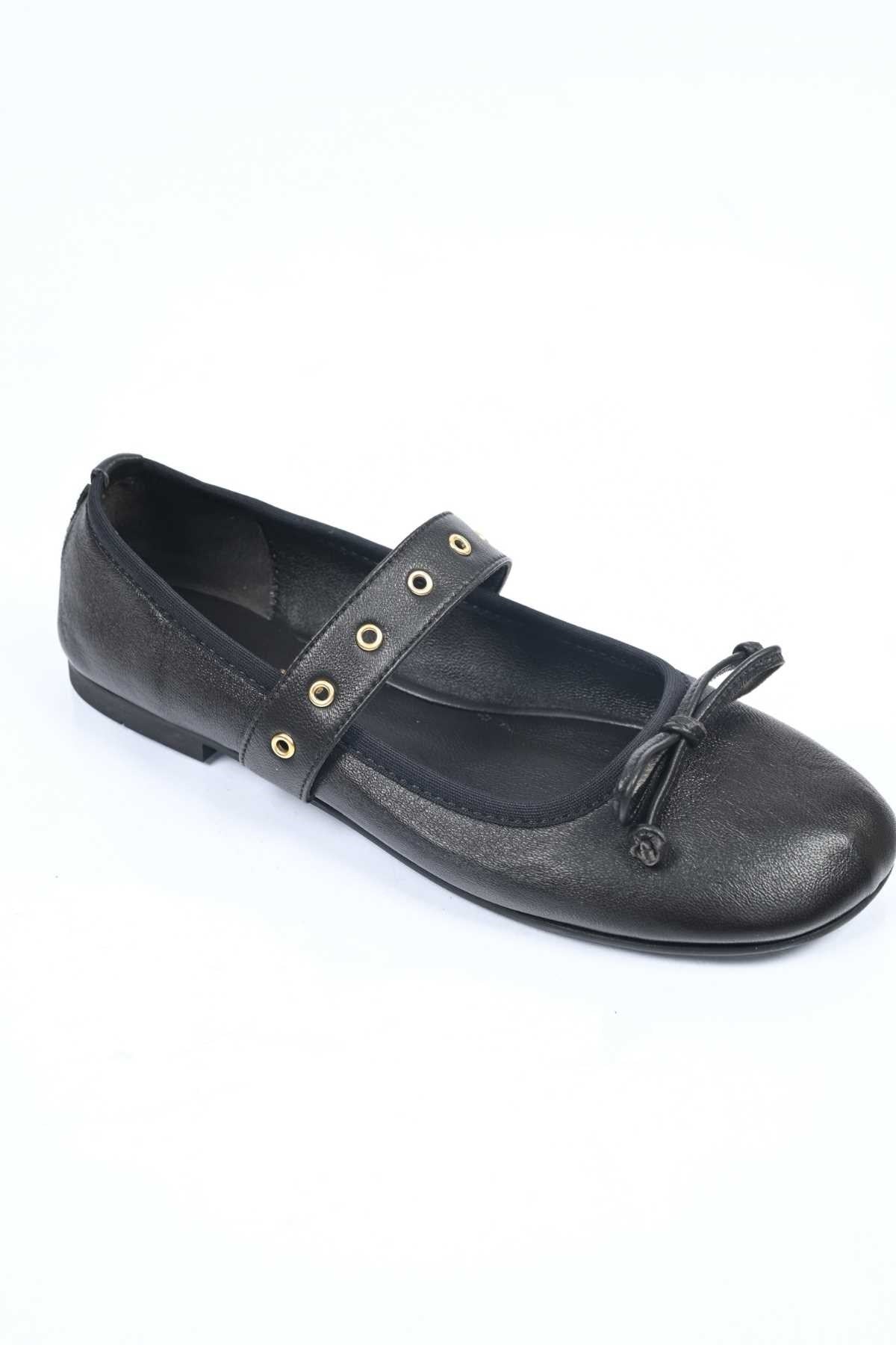 Bestello Genuine Leather Ballet Flats for Women 340-3011 with Bow, Slip-On, TPU Sole