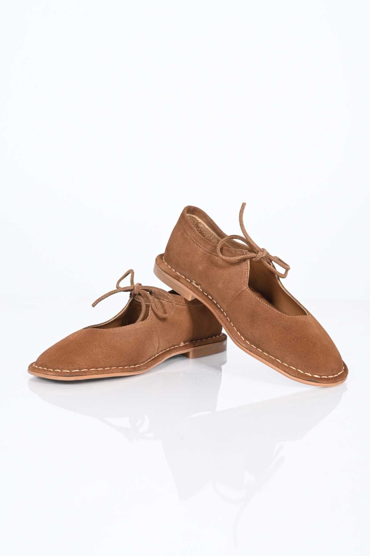 Bestello Lace-Up Genuine Leather Ballet Flats with Thermo Sole 332-25520 Women's Shoes
