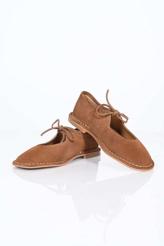 Bestello Lace-Up Genuine Leather Ballet Flats with Thermo Sole 332-25520 Women's Shoes