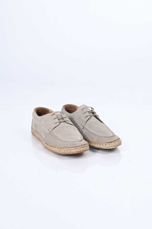 Bestello Lace-Up Rubber Sole Genuine Leather Loafers with Woven Detail 333-1893 Men's Shoes