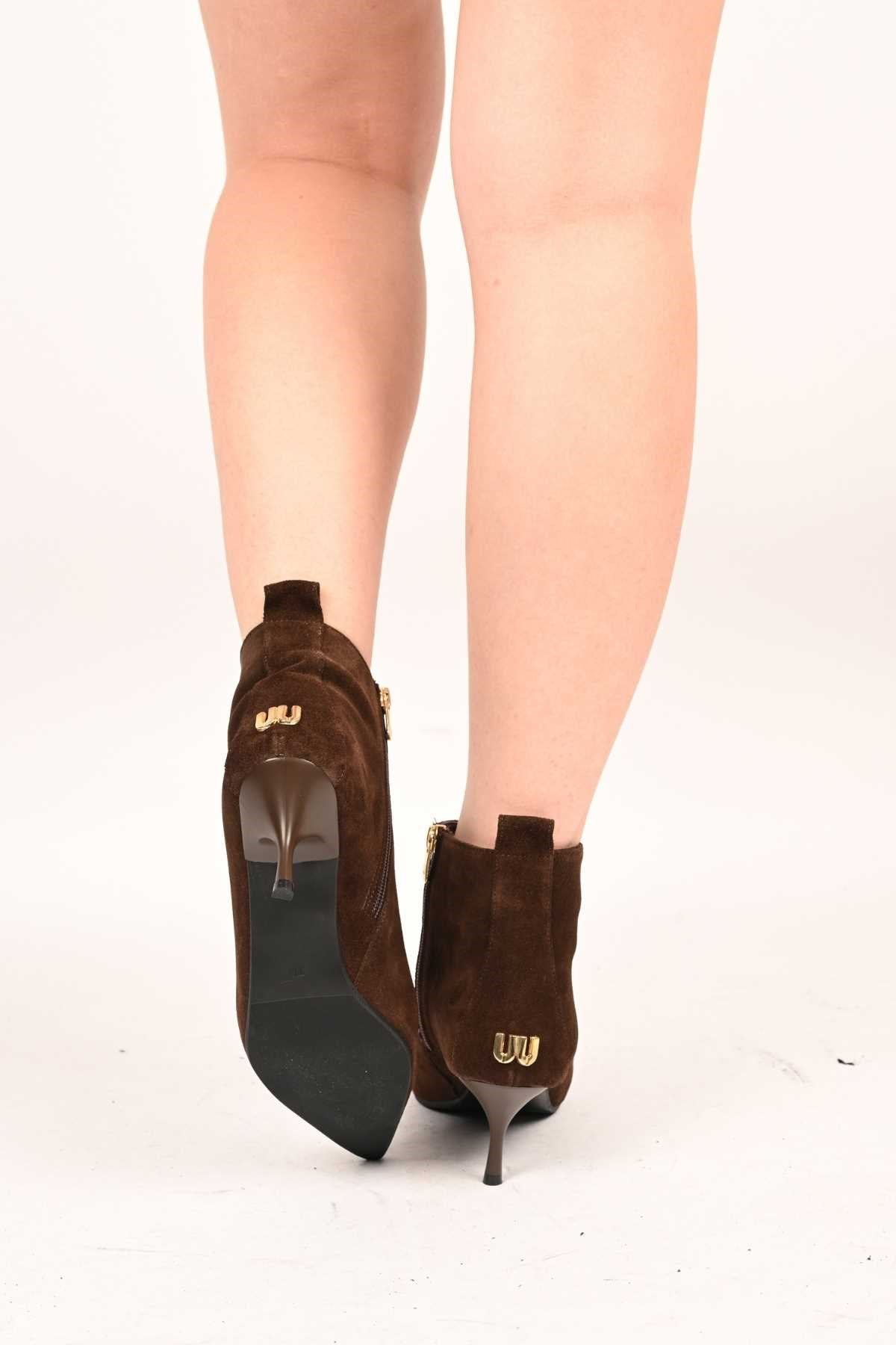Bestello Slip-On Zip-Up Genuine Leather Boots with Neolite Sole and Slim Heel 337-2308 Women's Boots