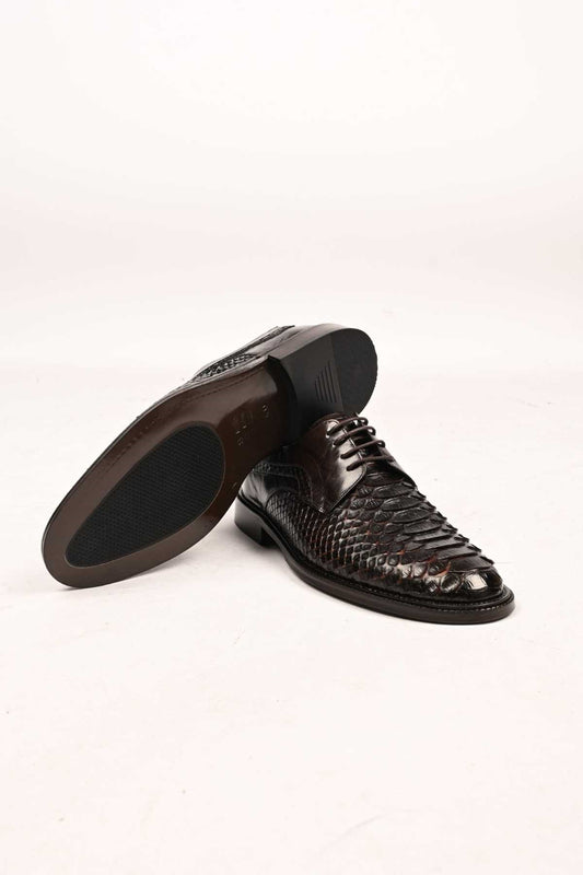 Bestello Lace-Up Classic Genuine Python Leather Shoes with Leather Sole 333-22264 Men's Shoes