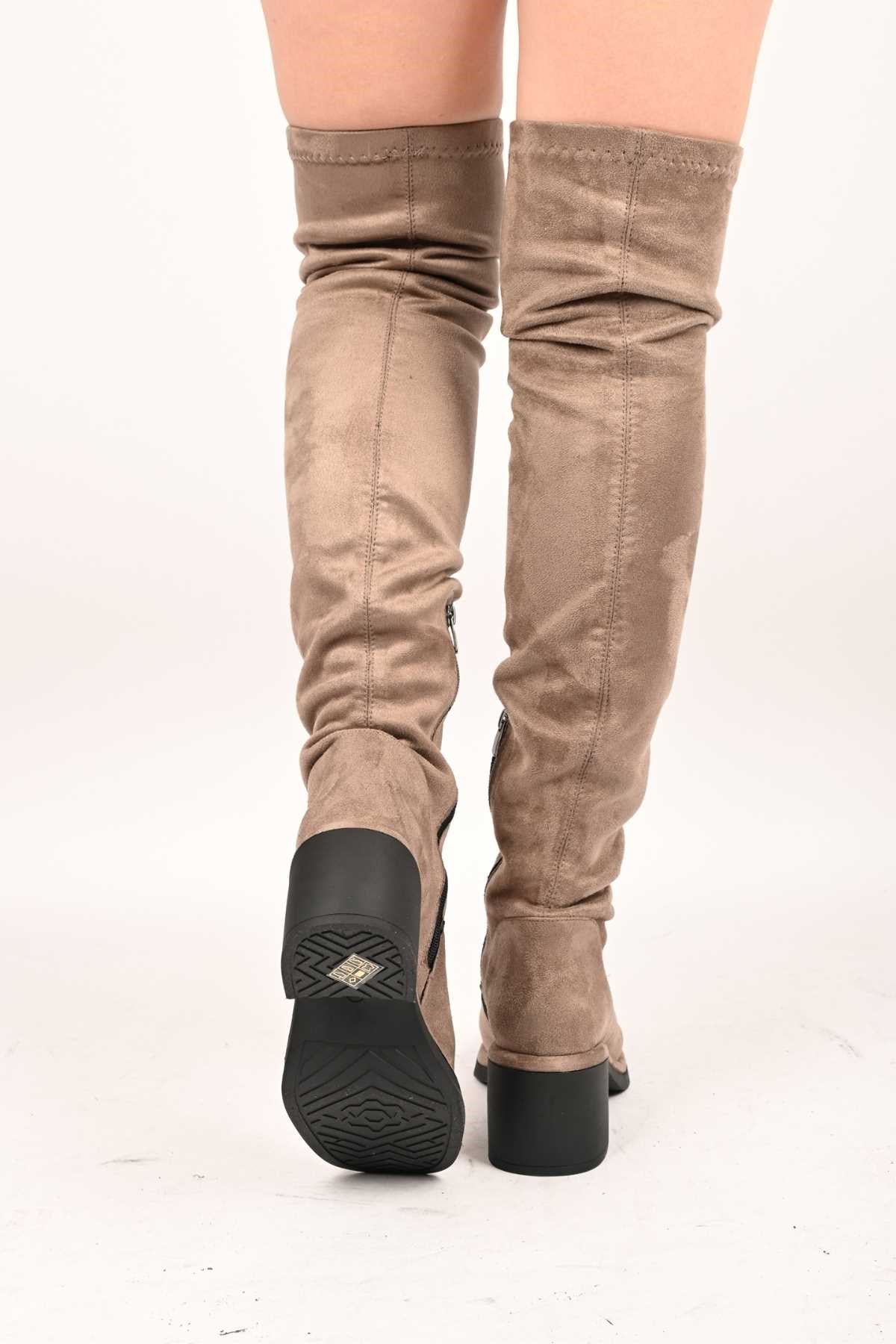 Bestello Slip-On Stretch Detail Genuine Leather Boots with Thermo Sole 336-1236 Women's Boots