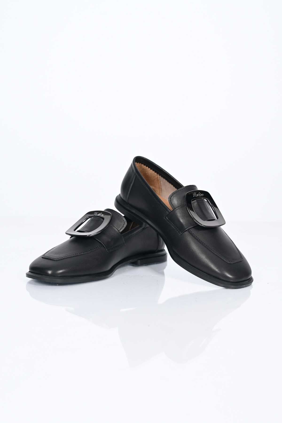 Bestello Genuine Leather Loafer with Buckle, Slip-On, TPU Sole 332-25050 Women's Shoes