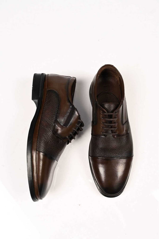 Bestello Lace-Up Genuine Leather Comfort Shoes with Rubber Sole 333-1490 Men's Shoes