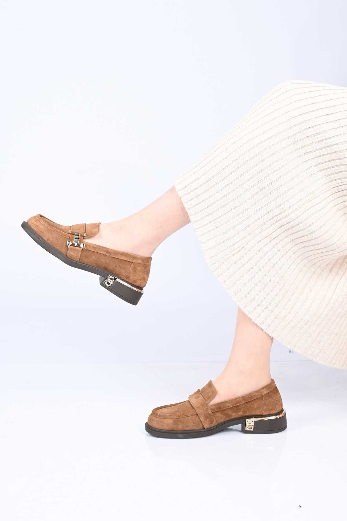 Bestello Genuine Leather Loafer with Buckle, Slip-On, Thermo Sole 340-2012 Women's Shoes