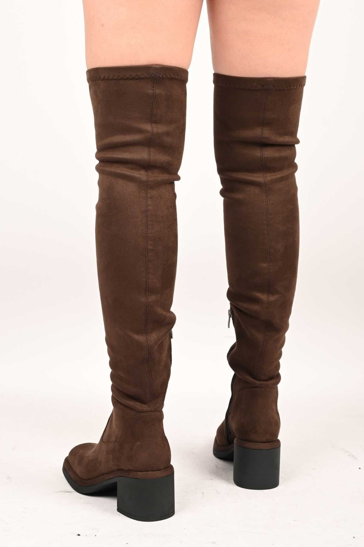 Bestello Slip-On Stretch Detail Genuine Leather Boots with Thermo Sole 336-1236 Women's Boots