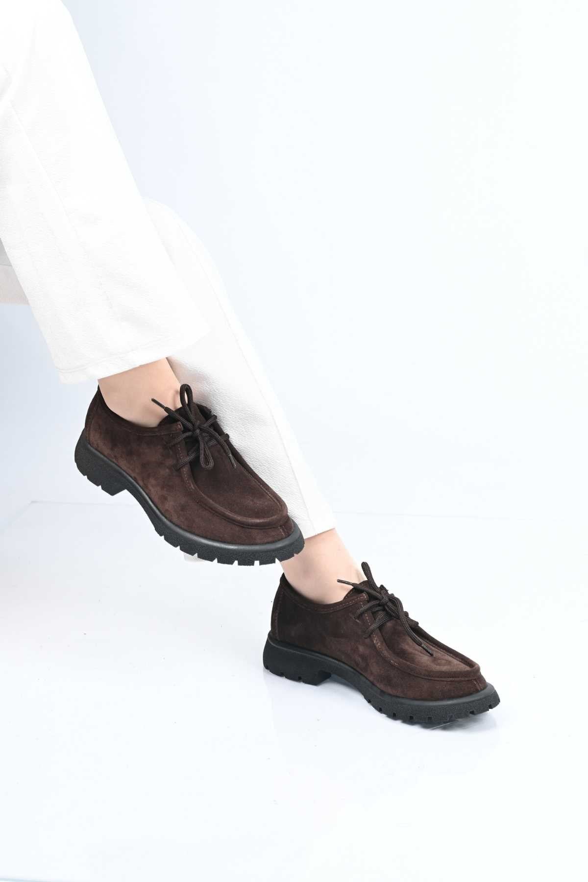 Bestello Lace-Up Genuine Leather Loafers with Thermo Sole 345-4247 Women's Shoes