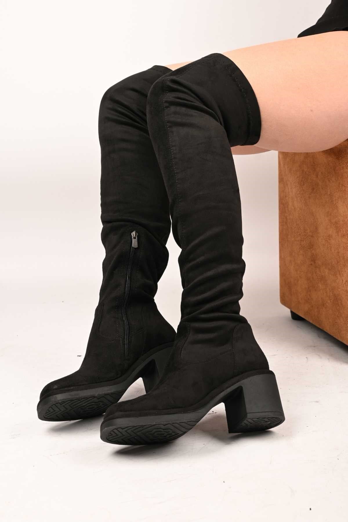 Bestello Slip-On Stretch Detail Genuine Leather Boots with Thermo Sole 336-1236 Women's Boots