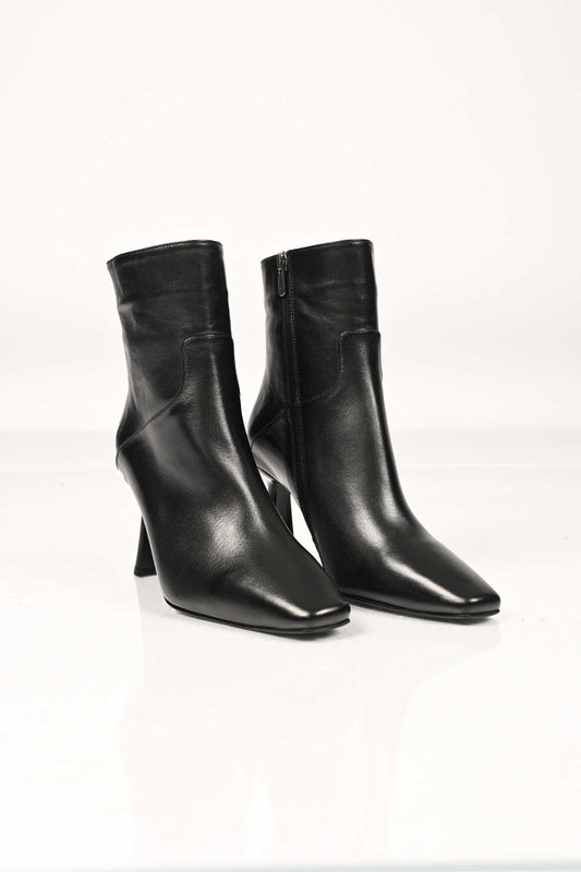 Bestello Women's Genuine Leather Slip-On Zip-Up Neolite Sole Slim High-Heel Ankle Boots 337-1201 Women's Boots