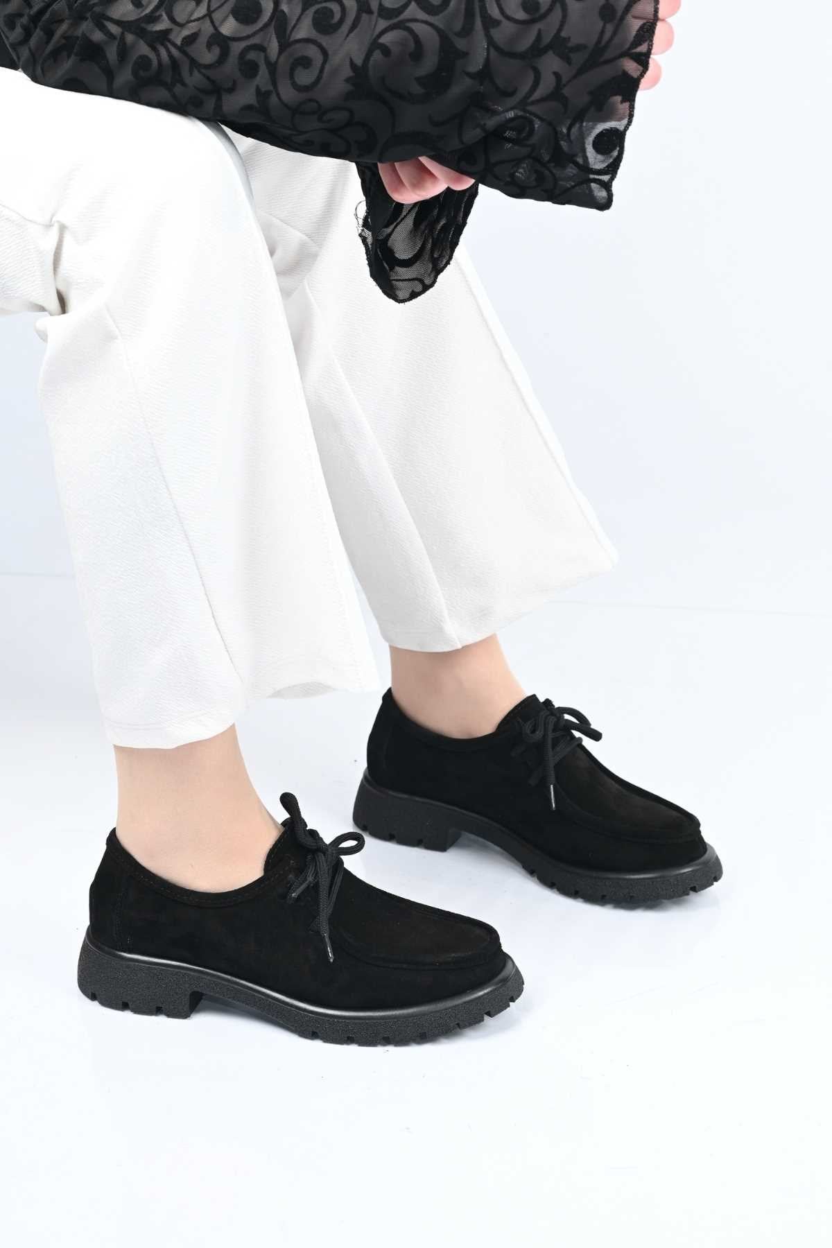 Bestello Lace-Up Genuine Leather Loafers with Thermo Sole 345-4247 Women's Shoes