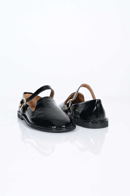 Bestello Slip-On Single-Strap Buckled Thermo Sole Genuine Patent Leather Ballet Flats 332-25512 Women's Shoes