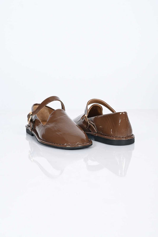 Bestello Slip-On Single-Strap Buckled Thermo Sole Genuine Patent Leather Ballet Flats 332-25512 Women's Shoes