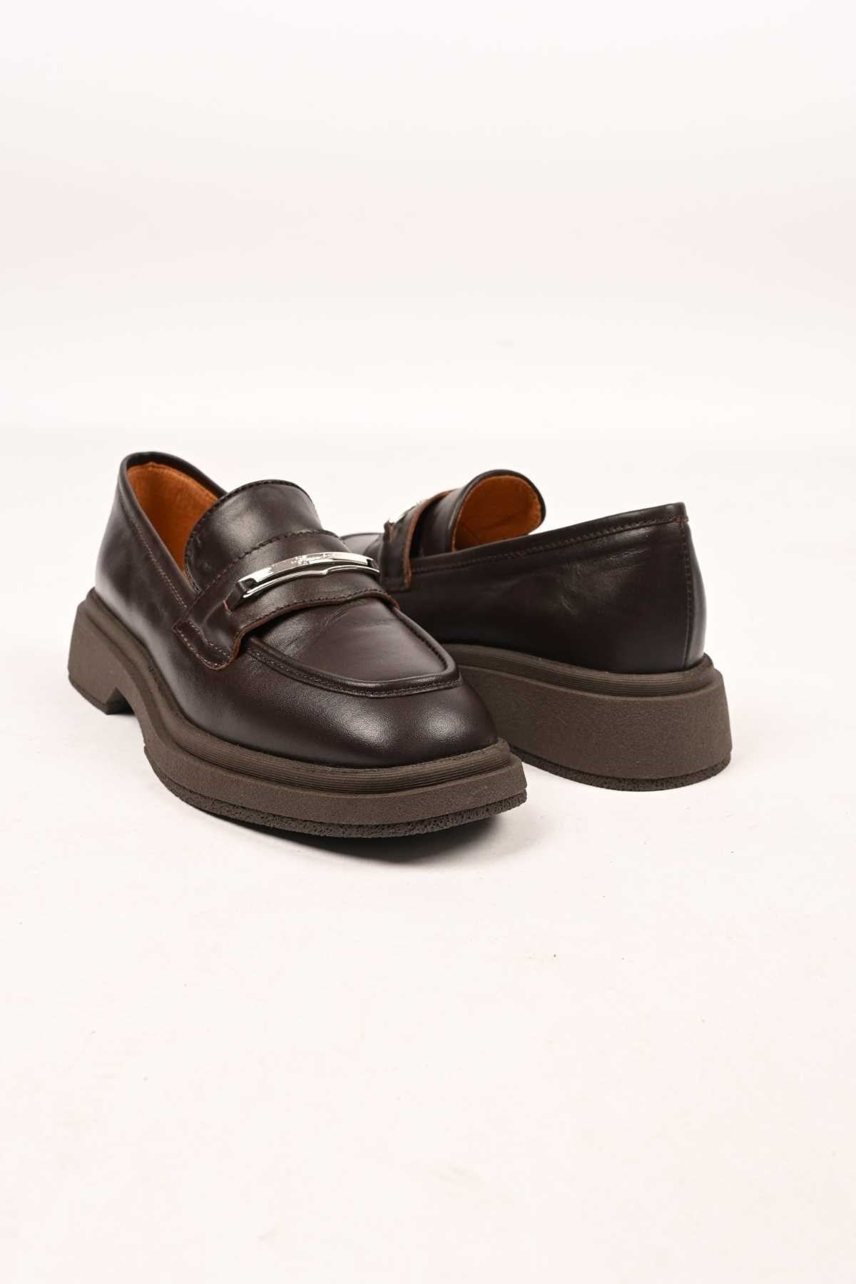 Bestello Slip-On Buckled Thermo Sole Genuine Leather Casual 334-1845-28 Women's Shoes