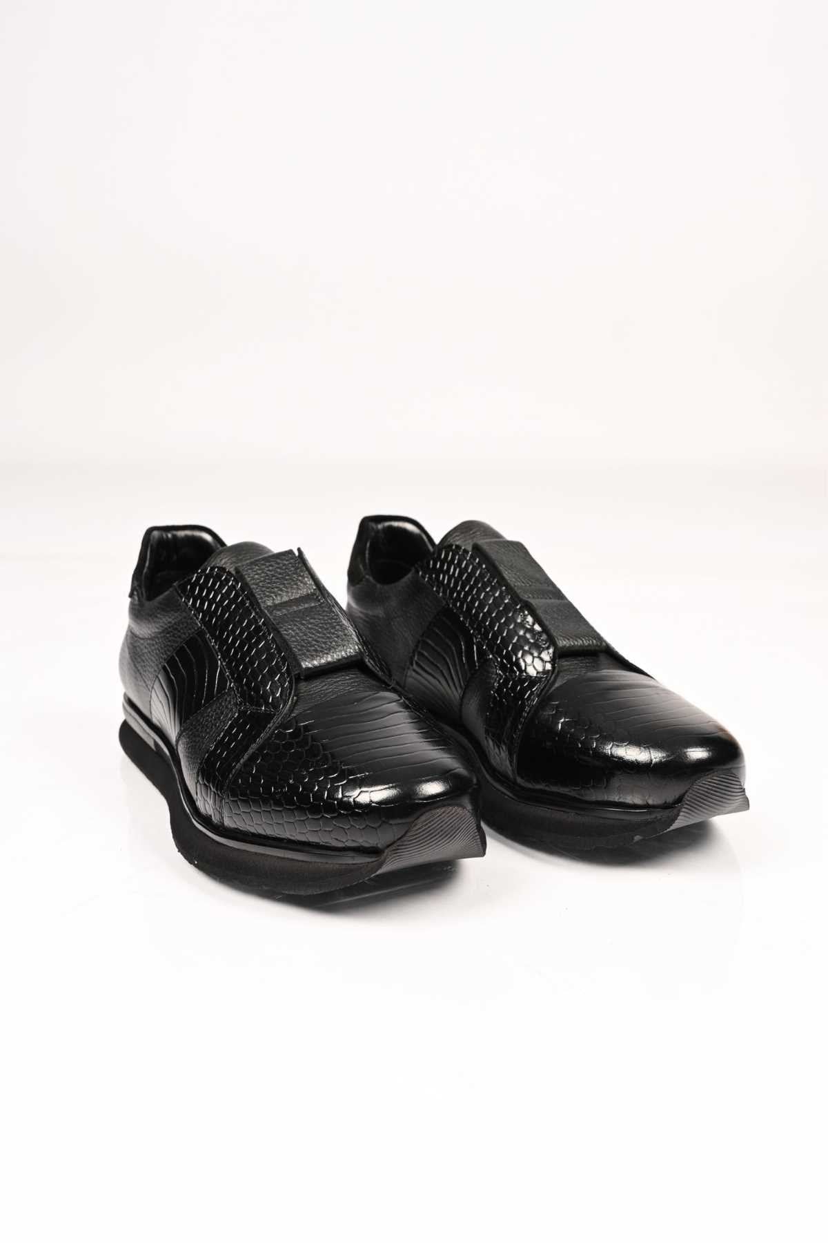 Bestello Men's Genuine Leather Slip-On Sneakers with Elastic EVA Sole 172-64300