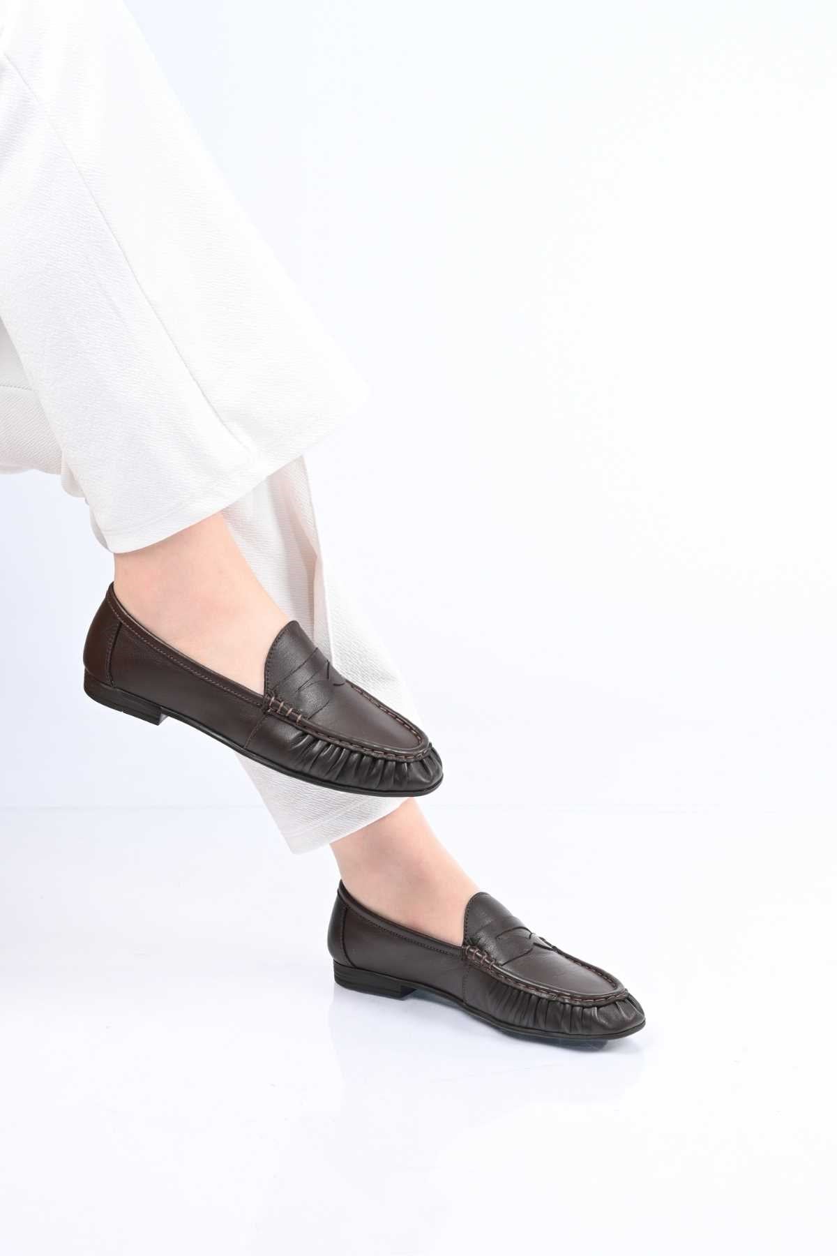 Bestello Genuine Leather Loafer with Elasticized Slip-On Design and TPU Sole 343-265-2660 Women's Shoes