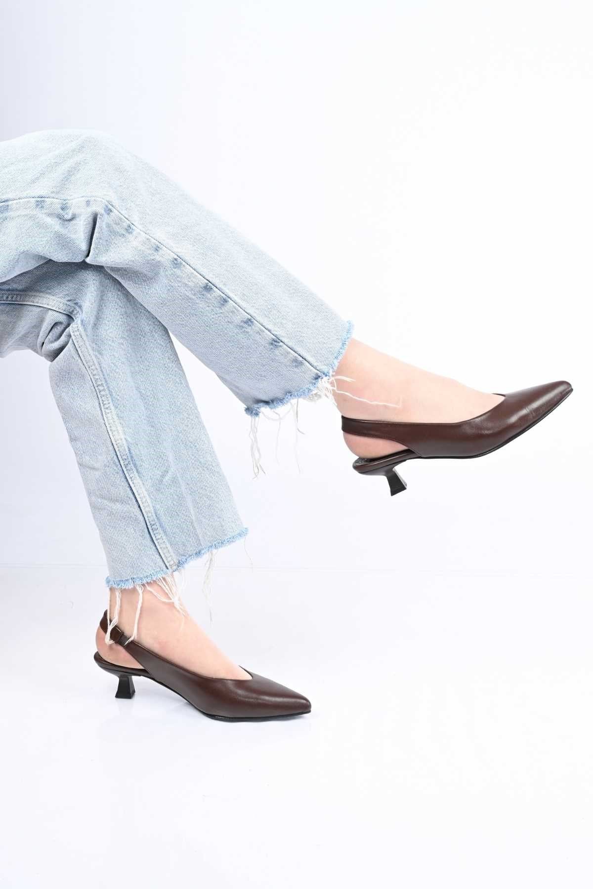 Bestello Slip-On Genuine Leather Open-Back Thin-Heeled Shoes with Neolite Sole 342-041 Women's Shoes