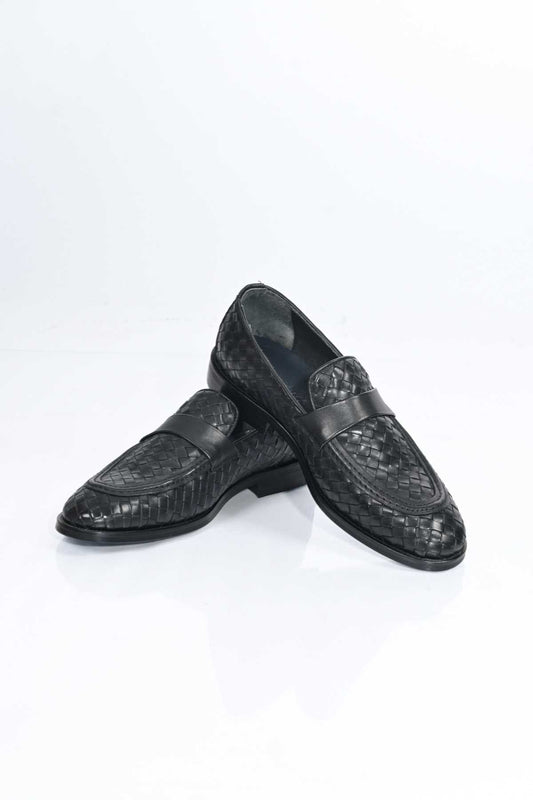 Bestello Men's Slip-On Woven Genuine Leather Classic Shoes with Neolite Sole 333-2358 Men's Shoes