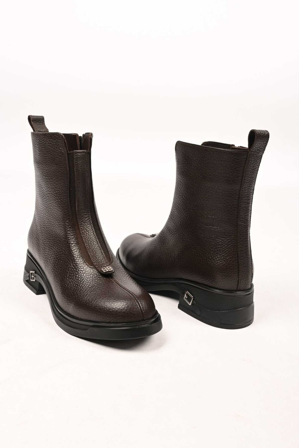 Bestello Slip-On Zip-Up Genuine Leather Casual Boots with Thermo Sole 335-662-17 Women's Boots