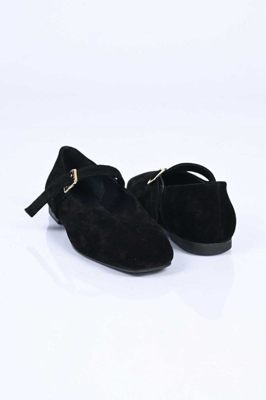 Bestello Genuine Leather Ballet Flats for Women 342-079 with Neolit Sole, Buckled Strap, and Slip-On Design