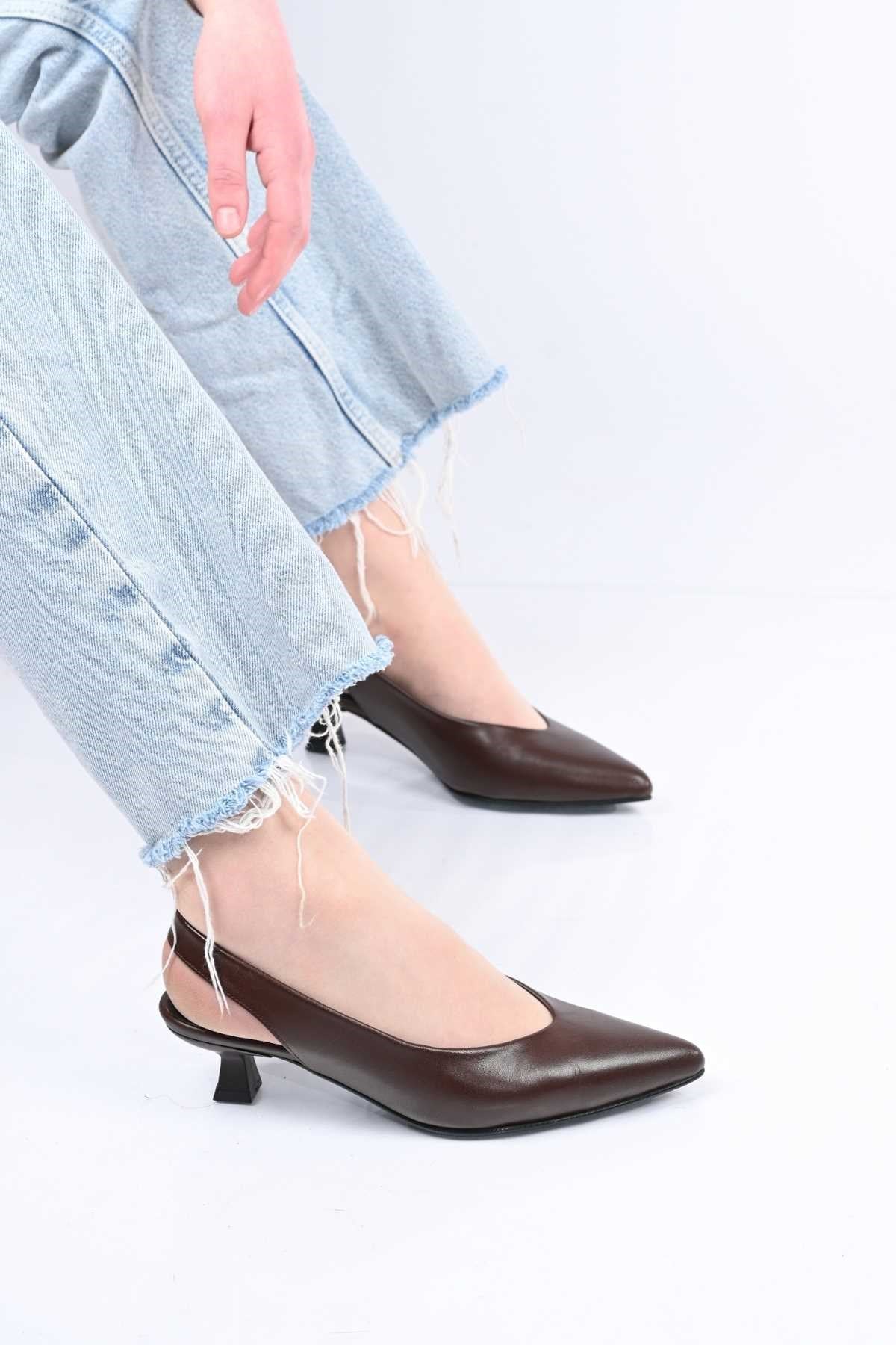 Bestello Slip-On Genuine Leather Open-Back Thin-Heeled Shoes with Neolite Sole 342-041 Women's Shoes