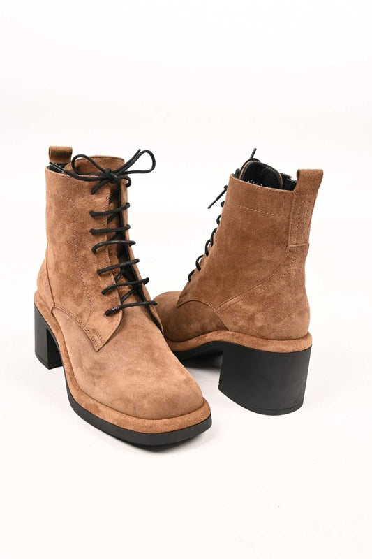 Bestello Lace-Up Zip-Up Genuine Leather Heeled Women's Boots with Thermo Sole 336-1233 Women's Boots