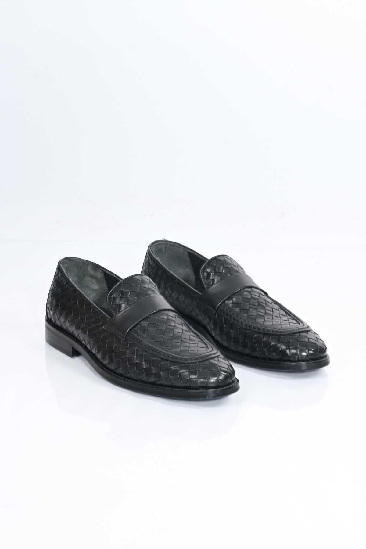 Bestello Men's Slip-On Woven Genuine Leather Classic Shoes with Neolite Sole 333-2358 Men's Shoes
